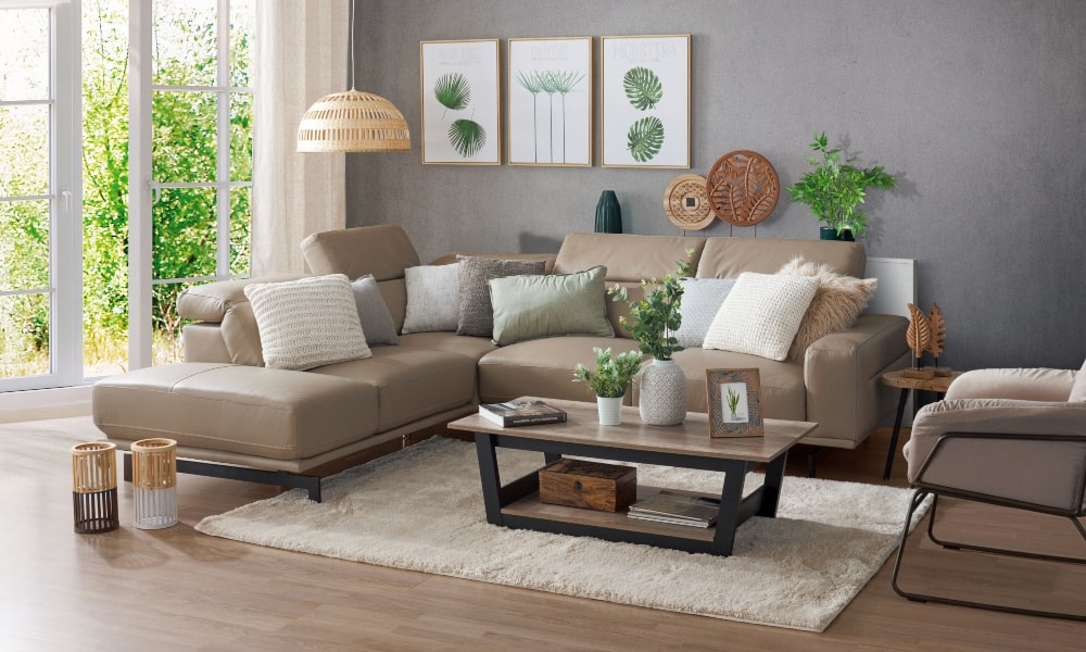 decoracion sofa beige con cojines