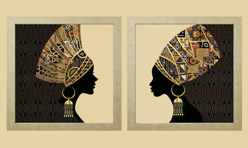 Canvas AFRICANA Con moldura natural. estilo etnico decoracion