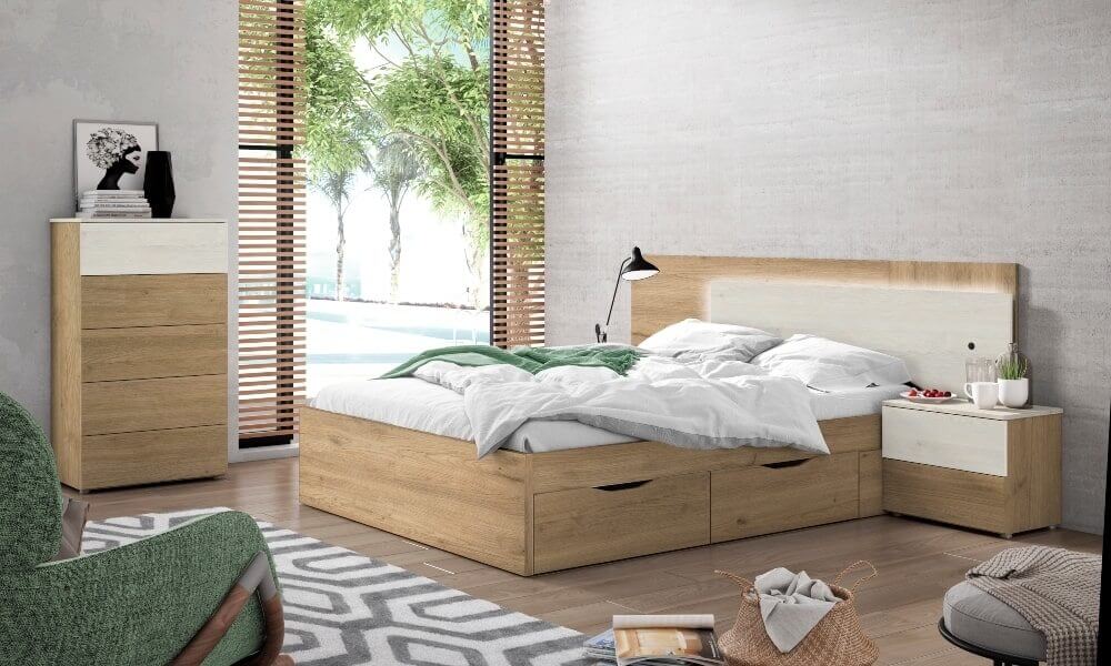¿Y si el protagonismo se lo das a la madera? Sifonier 5 cajones MONACO decoracion blanco y madera natural